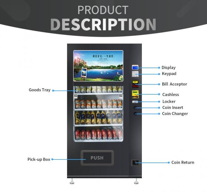 Schwarzes 32 Zoll-Touch Screen Medien-Automaten-/Getränkegetränk-Automat