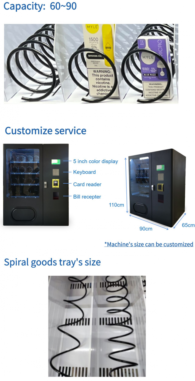 die Kapazität fertigte Service und Warenbehälter von Mini Snack Beverage Small Item-Automaten besonders an