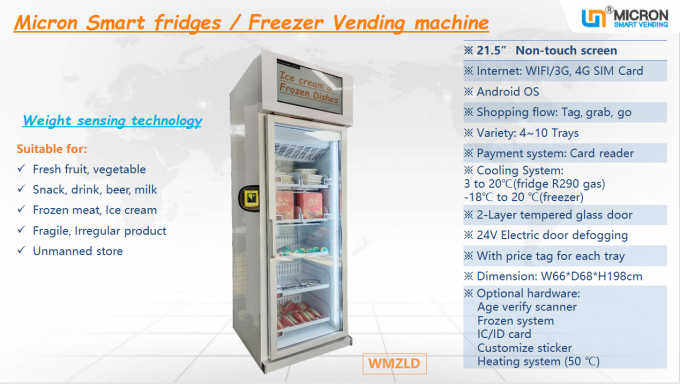 Kühlsystem des Eiscreme-Automatengefrierschranks mit Touch Screen Kartenleser im Mall