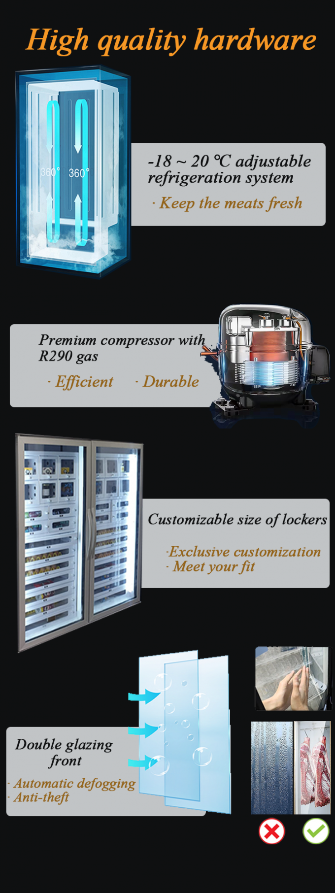 Austern-Automat mit Kühlsystem und elektrischen Heizungsder entnebelung der Schließfach-24V