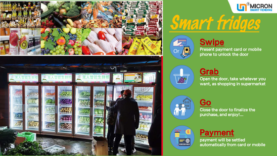WIFI 4G Smart Kühlschrank Gemüse Obst Snack Getränkeautomat im Supermarkt