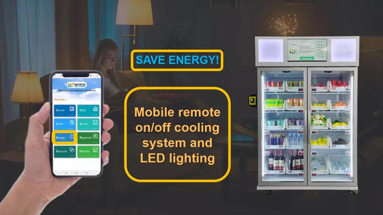 WIFI 4G Smart Kühlschrank Gemüse Obst Snack Getränkeautomat im Supermarkt