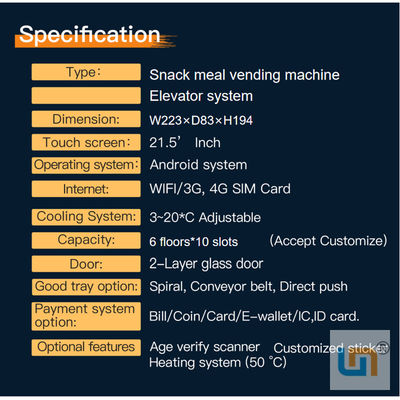 Getränk-Mahlzeit gekochte Snack-Food-Automaten-Kapazität 1202
