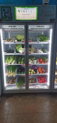 intelligenter Kühlschrankautomat mit Tiefkühlkost der intelligenten Systemverkaufsgemüsefrucht im Supermarkt