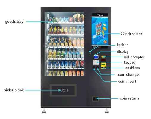 Kundengebundenes Aufkleberverpackung Imbiss- und GetränkTouch Screen Internet Automaten für Pakistan-Markt