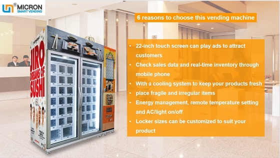 Sushi, Sandwich, Ei, abkühlender Schließfachautomat des Salatfruchtapfelprodukteinführungskastens, halten Nahrung frisch, Bürohotel bester ch