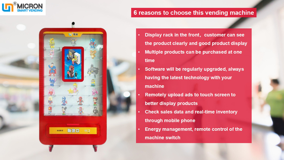 Mikrometer-Touch Screen Toy Self Service Vending Machines mit großer Bildschirmbereich-Förderung