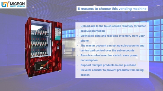 Rotwein-Automaten mit Aufzug und intelligentem System, neuer Automat 24 Stunden StoreMicron-Fabrik-Kreditkarte