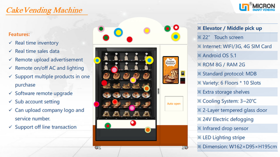 Salat-heben automatische Automaten-Mitte des kleinen Kuchens mit Aufzugs-Förderband und Touch Screen auf
