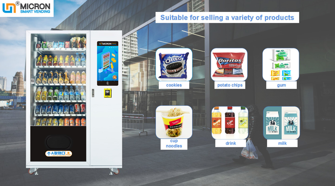 Heißer Verkaufs22-zoll-Touch Screen Imbissgetränkautomat mit Kühlsystem in den Schulen
