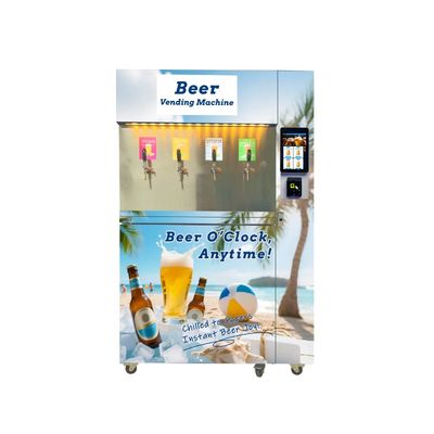 Selbstbedienung 5-8℃ Frische kalte Bier-Verkaufsmaschine mit 4 Biersorten für Bars und Cafeterias