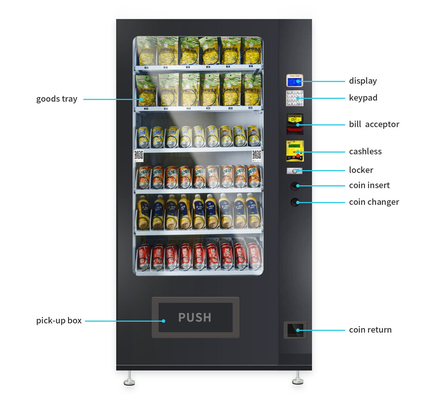 Heißer Verkaufsmikrometer-intelligenter Automat 24 Stunden Selbstbedienungs-Imbiss-Getränk-Automat