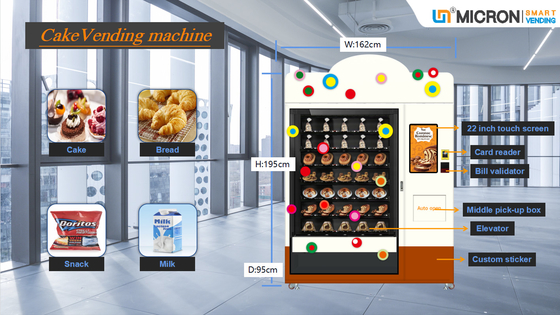 Salat-heben automatische Automaten-Mitte des kleinen Kuchens mit Aufzugs-Förderband und Touch Screen auf